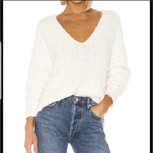 Free People Finders Keepers V Neck White Sweater Sz Small